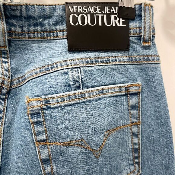 Versace Jeans Couture Brand Logo Appliqués High Waist Cropped Jeans.Size 27 - Picture 12 of 17